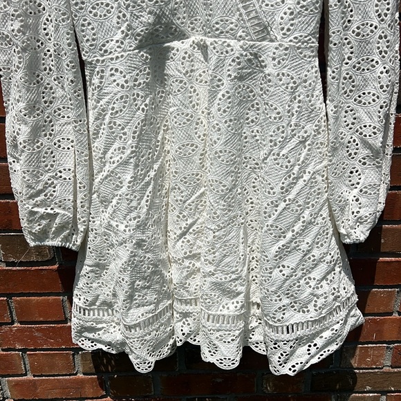 Ted Baker White Long Sleeve Lace Mini Dress - Picture 6 of 13